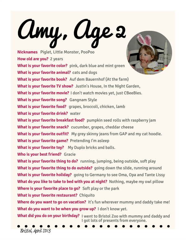 Amy's birthday interview aged 2