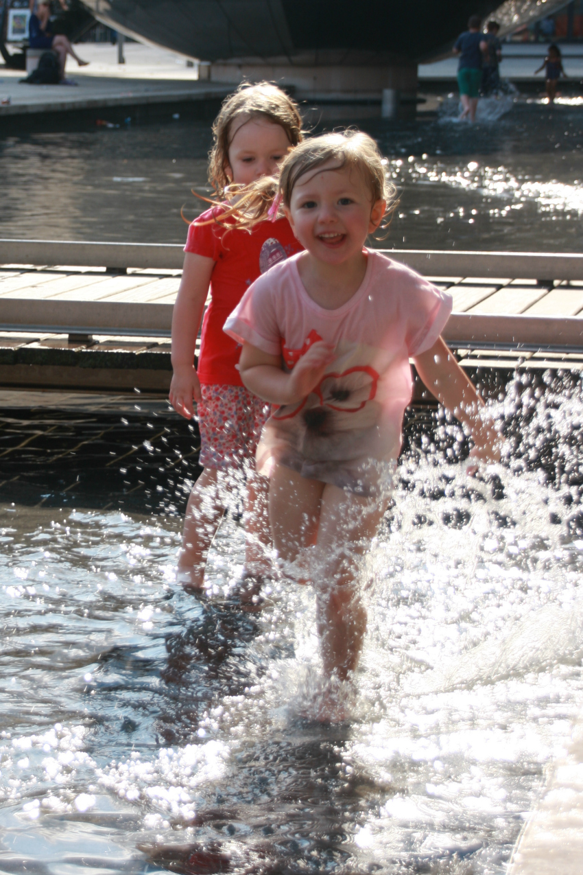Amy and Sophie splashing at @Bristol